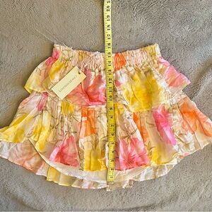 NWT LoveShackFancy Floral Ruffle Mini Skirt